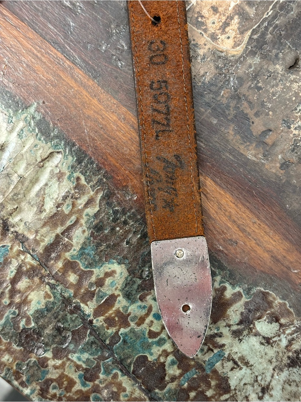 Tony Lama Brown Leather Belt with Silver Engraved Conchos - Picture 6 of 7